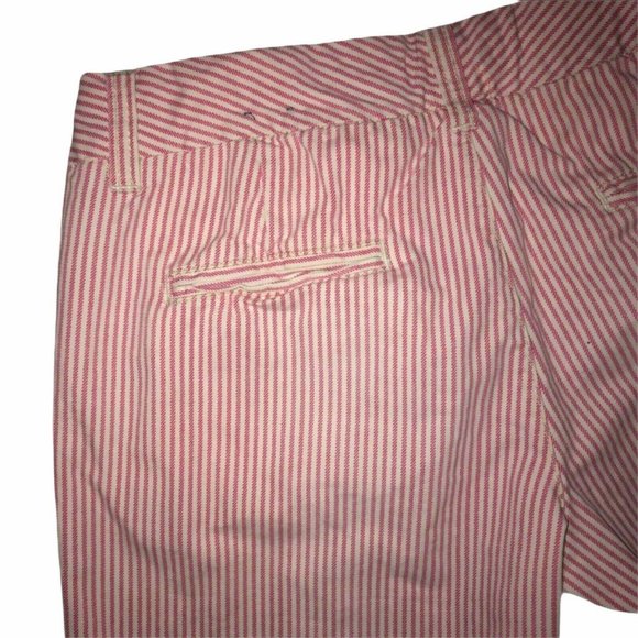 Read Vintage American Eagle Bermuda Shorts Womens 4 Pink White Striped Pockets - Picture 7 of 8